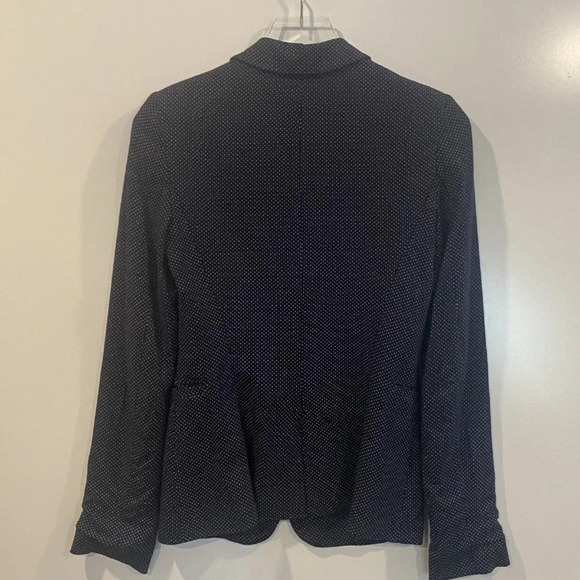 Zara Navy Blue White Polka Dot Lined Blazer Jacket Womens Size‎ XS - Picture 2 of 4